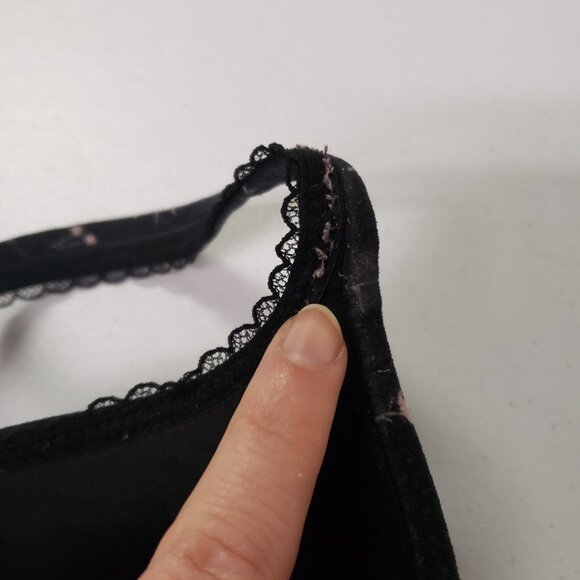 Victorias Secret Womens Lined Demi Bra Size 40C Black Dark Floral Bow Intimate - Picture 5 of 12